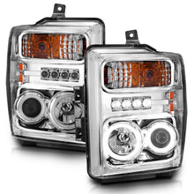 Cargar imagen en el visor de la galería, ANZO 2008-2010 Ford F-250 Faros delanteros con proyector con halo cromado (CCFL)
