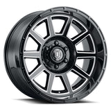 ICON Recoil 20x10 6x5.5 -24mm Offset 4.5in BS Rueda de radios fresados ​​en negro brillante