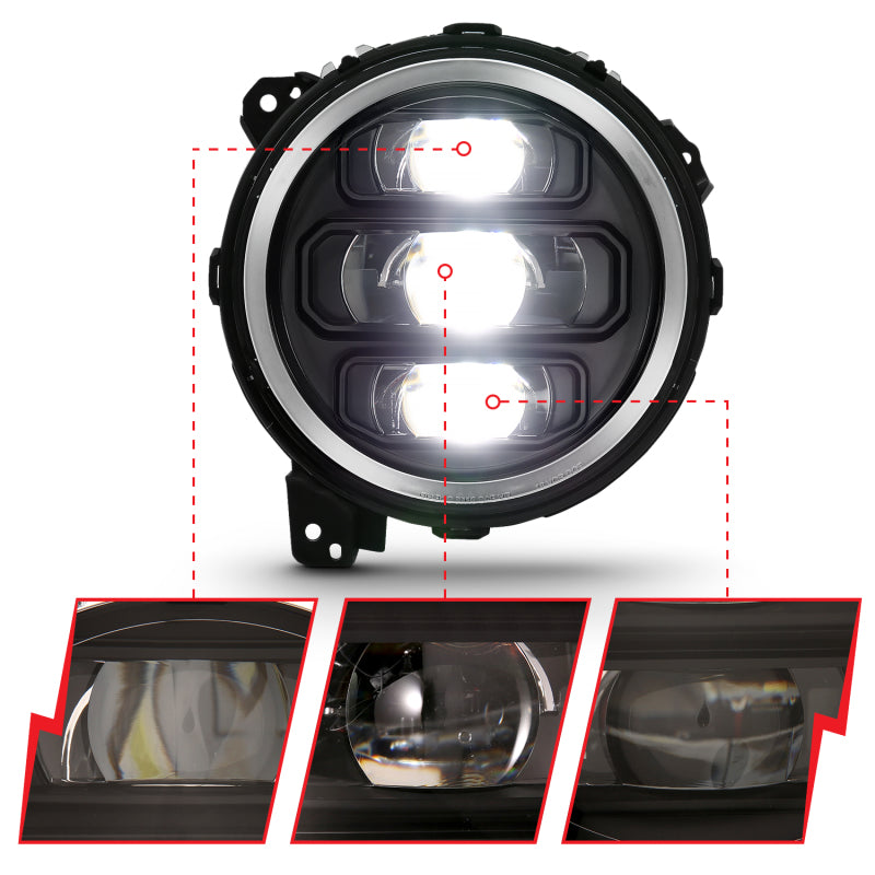 ANZO 2018-2019 Jeep Wrangler Proyector Full LedH.L Negro