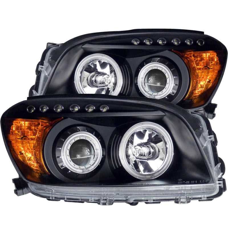 ANZO 2006-2008 Toyota Rav4 Faros delanteros con proyector con halo negro