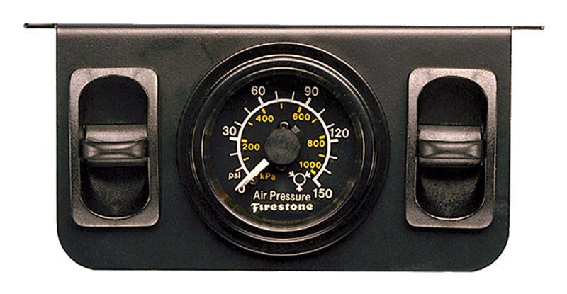 Panel de control neumático de nivelación ajustable de aire Firestone con indicador negro doble 0-150 psi (WR17602145)