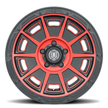 Cargar imagen en el visor de la galería, ICON Victory 17x8.5 5x5 -6mm Offset 4.5in BS Negro satinado con rueda de tinte rojo