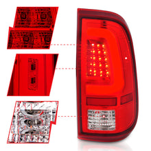 Cargar imagen en el visor de la galería, ANZO 2008-2016 Ford F-250 luces traseras LED carcasa cromada lente roja/transparente (par)