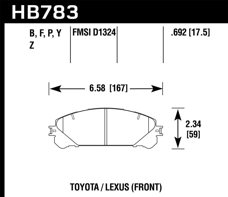 Pastillas de freno delanteras de cerámica Hawk 08-16 Toyota Highlander Performance