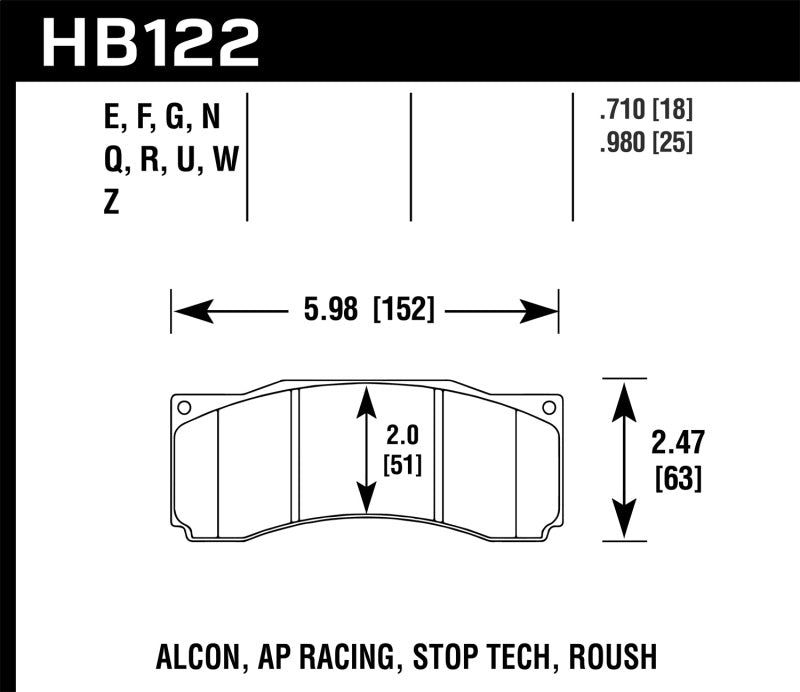 Pastillas de freno de calle de cerámica Hawk StopTech ST-60 Caliper Performance