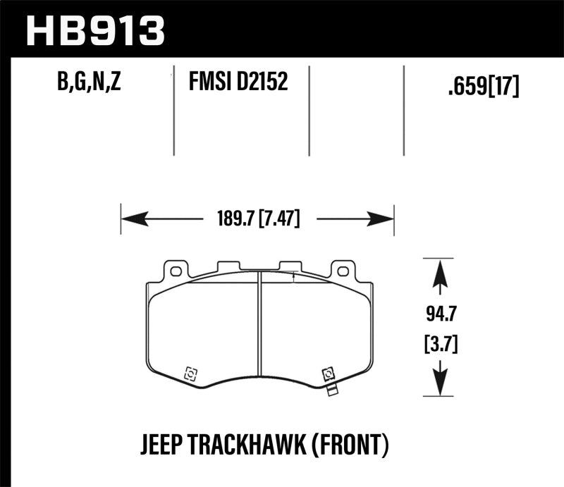 Pastillas de freno delanteras Hawk 18-19 Jeep Grand Cherokee Trackhawk HP+