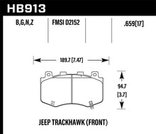 Cargar imagen en el visor de la galería, Pastillas de freno delanteras Hawk 18-19 Jeep Grand Cherokee Trackhawk HP+