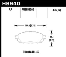 Cargar imagen en el visor de la galería, Pastillas de freno delanteras Hawk 16-17 Toyota Hilux Street Super Duty