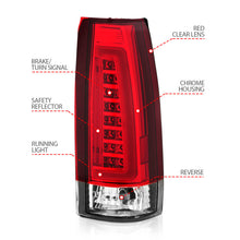 Cargar imagen en el visor de la galería, ANZO 1999-2000 Cadillac Escalade luces traseras LED con carcasa cromada, par de lentes rojas/transparentes