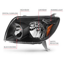 Cargar imagen en el visor de la galería, ANZO 2003-2005 Toyota 4Runner Faros delanteros de cristal, color negro