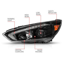 Cargar imagen en el visor de la galería, ANZO 15-18 Ford Focus Projector Headlights - w/ Light Bar Switchback Black Housing