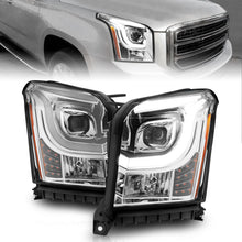 Cargar imagen en el visor de la galería, ANZO 2015-2017 GMC Yukon XL Faros delanteros con barra de luces - Cromo/Ámbar