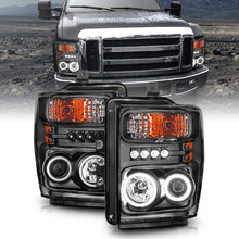Cargar imagen en el visor de la galería, ANZO 2008-2010 Ford F-250 Faros delanteros con proyector con halo negro (CCFL)