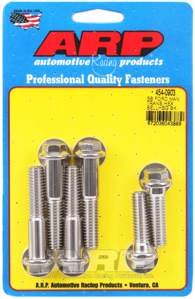 Kit de pernos hexagonales para campana de transmisión manual Ford de bloque pequeño ARP - Acero inoxidable pulido