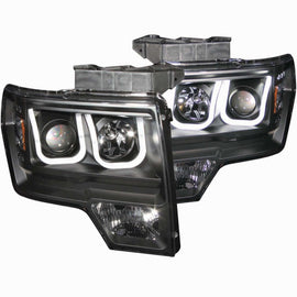 ANZO 2009-2014 Ford F-150 Faros delanteros proyectores con barra en U, color negro