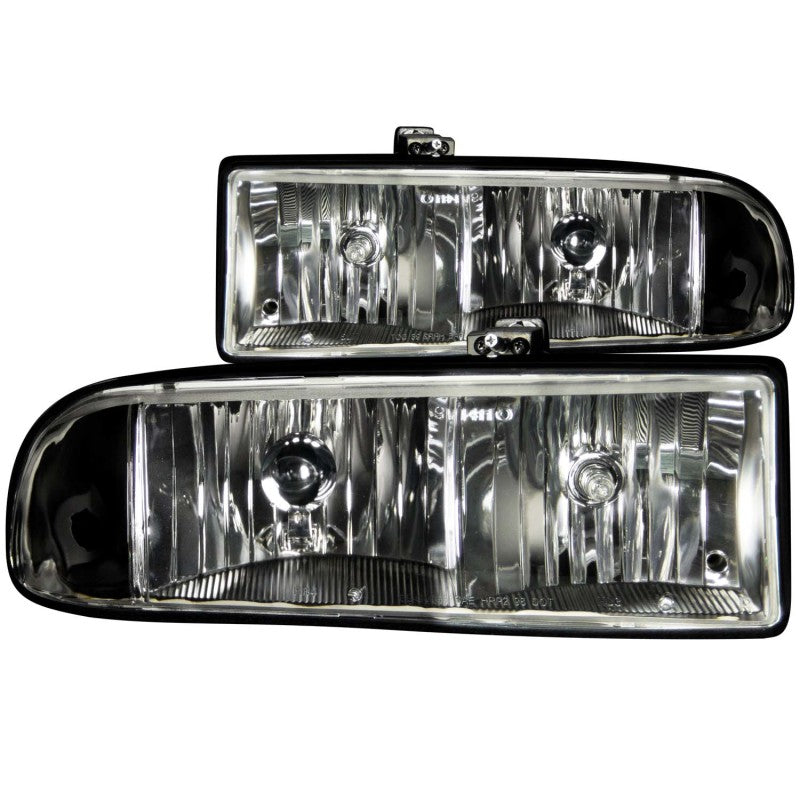 ANZO 1998-2005 Chevrolet S-10 Faros delanteros de cristal, color negro