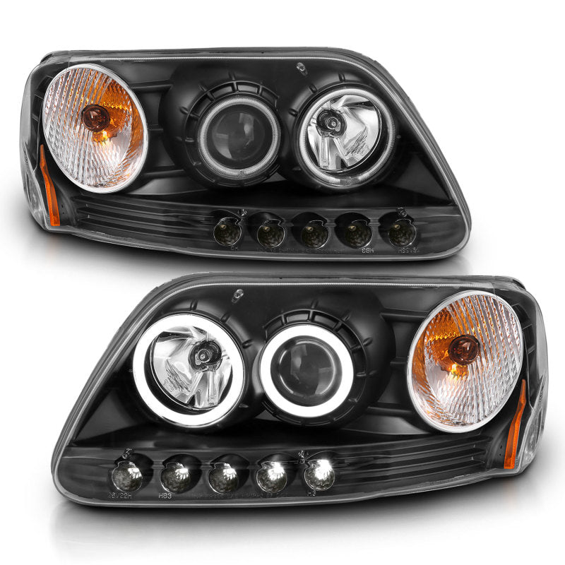 ANZO 1997-2003 Ford F-150 Faros delanteros con proyector con halo negro (CCFL)