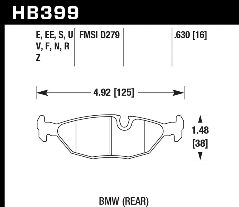 Hawk 84-4/91 BMW 325 (E30)Azul 9012 Almohadillas de carrera traseras (NO PARA USO EN CALLE)