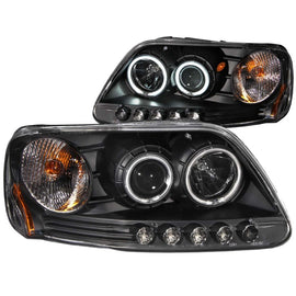 ANZO 1997-2003 Ford F-150 Faros delanteros con proyector con halo negro (CCFL)