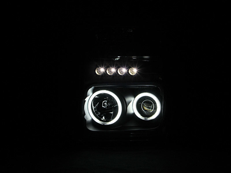 ANZO 2008-2010 Ford F-250 Faros delanteros con proyector con halo negro (CCFL)