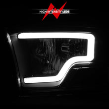 Cargar imagen en el visor de la galería, ANZO 2009-2018 Dodge Ram 1500 Faros delanteros de cristal con barra de luz, carcasa negra