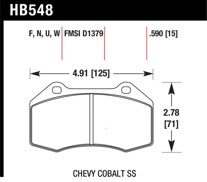 Pastillas de freno delanteras Hawk 08-10 Chevrolet Cobalt / HHR HPS 5.0