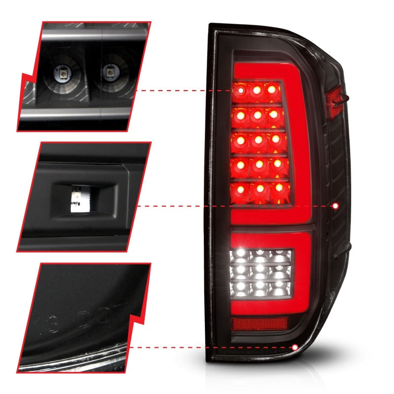 ANZO 2014-2021 Toyota Tundra luces traseras LED carcasa negra/lente transparente