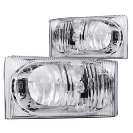 ANZO 2000-2004 Ford Excursion Crystal Faros delanteros cromados 2 piezas