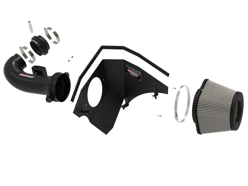 aFe 19-21 GM Trucks 5.3L/6.2L Track Series Sistema de admisión de aire frío de fibra de carbono con filtros Pro Dry S