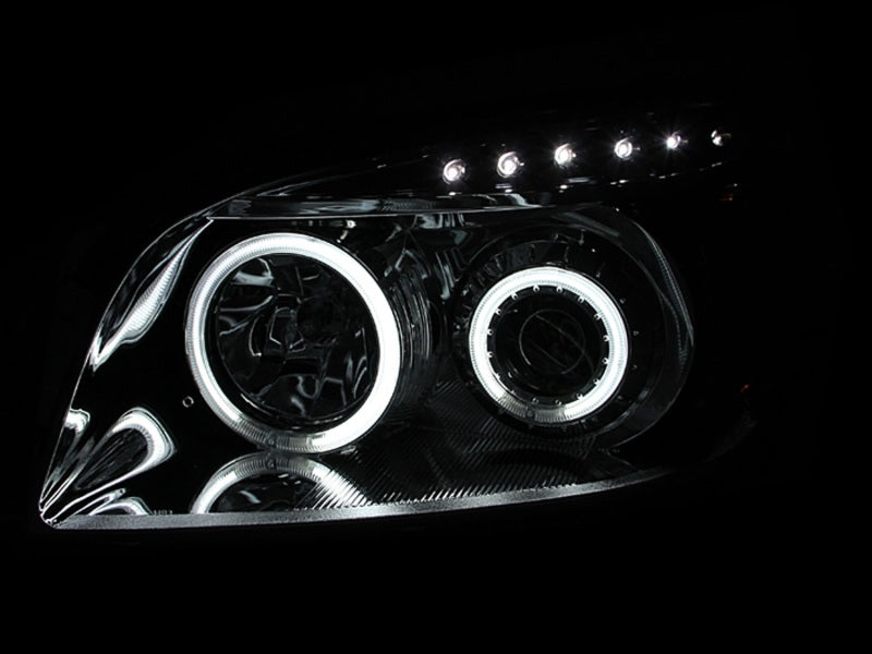 ANZO 2006-2008 Toyota Rav4 Faros delanteros con proyector con halo negro