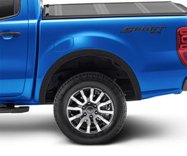 Bushwacker 2019 Ford Ranger guardabarros estilo OE, 2 piezas, cabina trasera tipo tripulación/recogida de cabina extendida, color negro