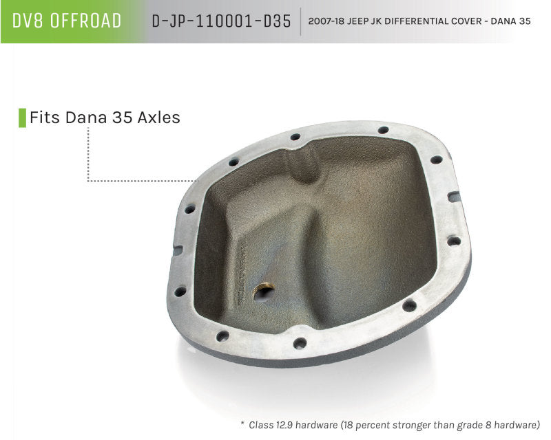 DV8 Offroad HD Dana 35 Cubierta de diferencial Recubrimiento en polvo gris hierro fundido