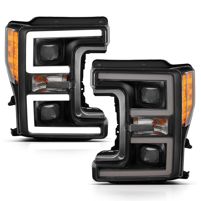 Faros delanteros LED ANZO 17-18 Ford F-250 Super Duty Faros delanteros LED estilo tablón negros (par)