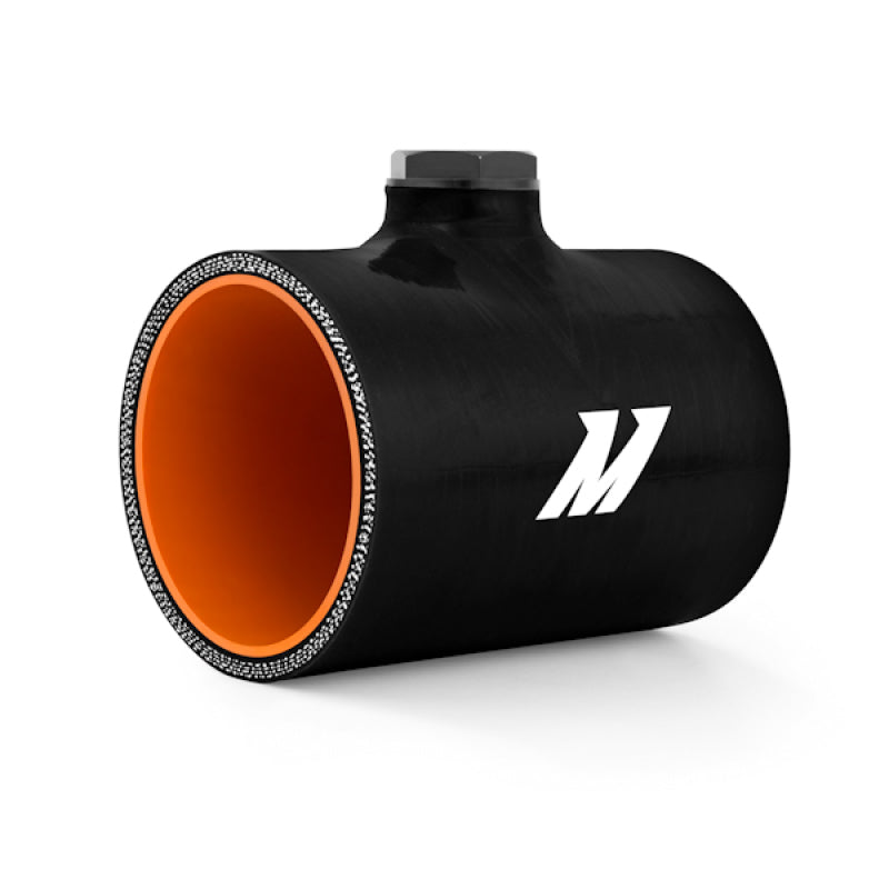 Acoplador de silicona negro Mishimoto de 3,0 pulgadas con tapón NPT de 1/8 pulgadas