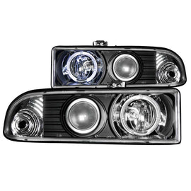 ANZO 1998-2005 Chevrolet S-10 Faros delanteros con proyector con halo negro