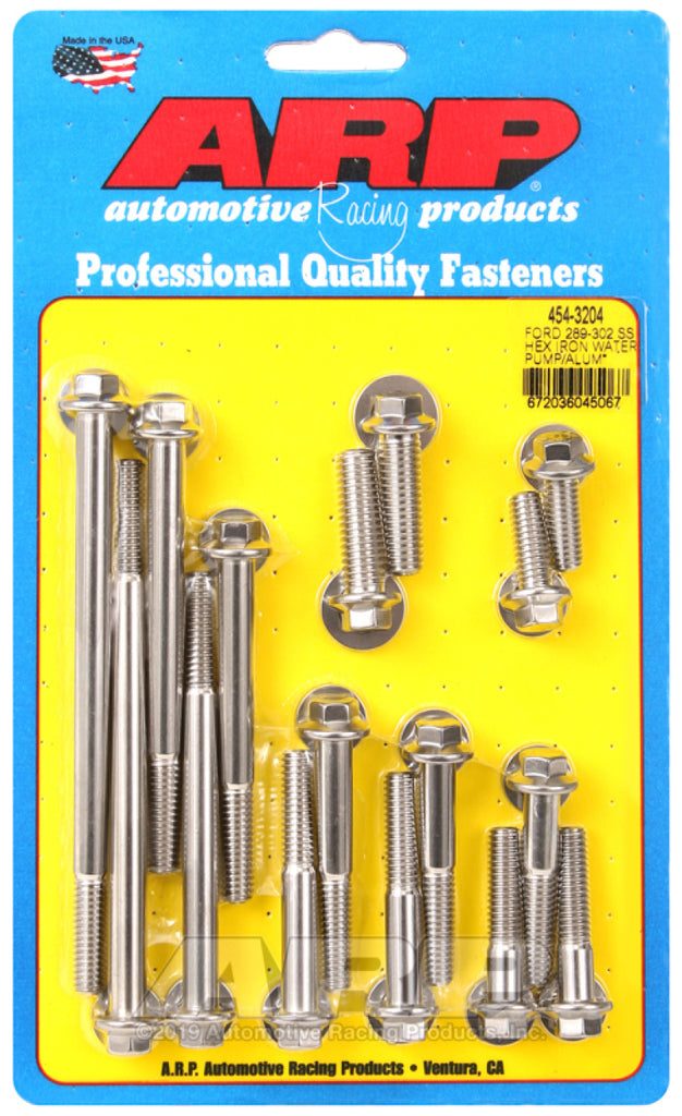 ARP Ford 289-302 SS Kit de pernos de cubierta frontal y bomba de agua de hierro hexagonal