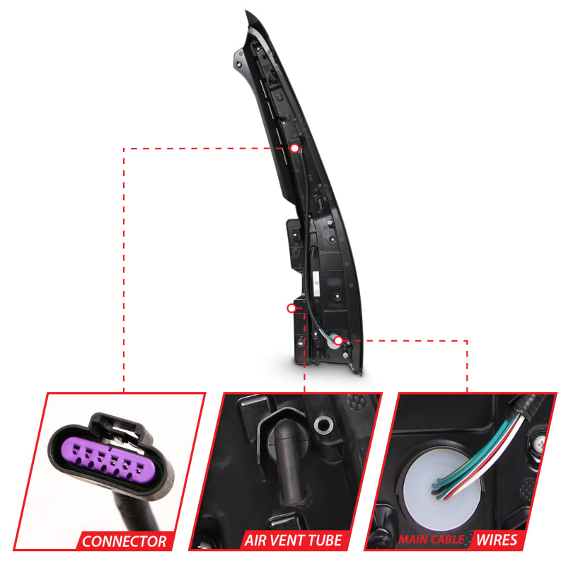 ANZO 2007-2014 Cadillac Escalade luces traseras LED rojo/transparente