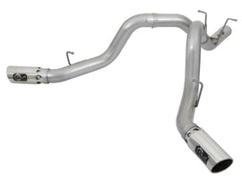 aFe ATLAS Sistema de escape de acero de alumbre con respaldo DPF de 4 pulgadas con punta pulida de doble salida 2017 GM Duramax 6.6L (td)