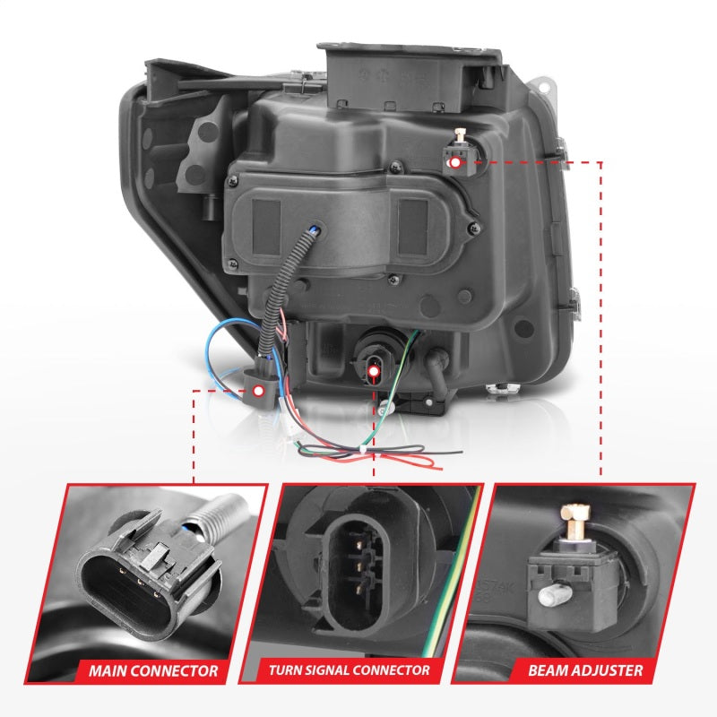 ANZO 2007-2012 Dodge Nitro proyector faros con Halo negro (CCFL) G2