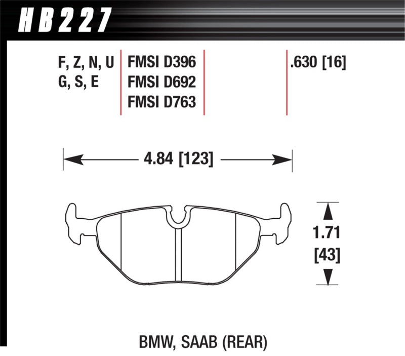 Pastillas de freno traseras Hawk 95-99 BMW M3 E36 Performance Ceramic Street