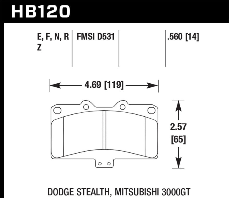 Pastillas de freno delanteras Hawk Mitsubishi 3000 GT VR4/ Dodge Stealth R/T 4WD HP+ Street