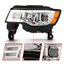 Cargar imagen en el visor de la galería, ANZO Faros delanteros tipo proyector para Jeep Grand Cherokee 2017-2018 con interruptor estilo tablón - Cromado con ámbar