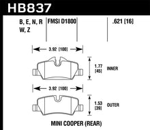 Cargar imagen en el visor de la galería, Hawk 14-19 Mini Cooper Blue 9012 Rear Motorsports Brake Pads