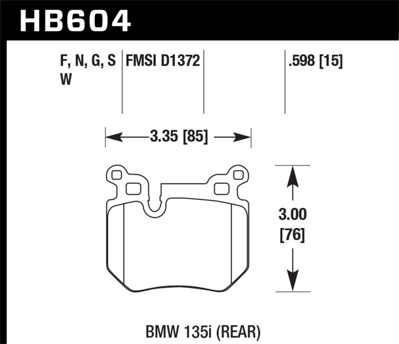 Pastillas de freno traseras Hawk BMW 135i HPS Street