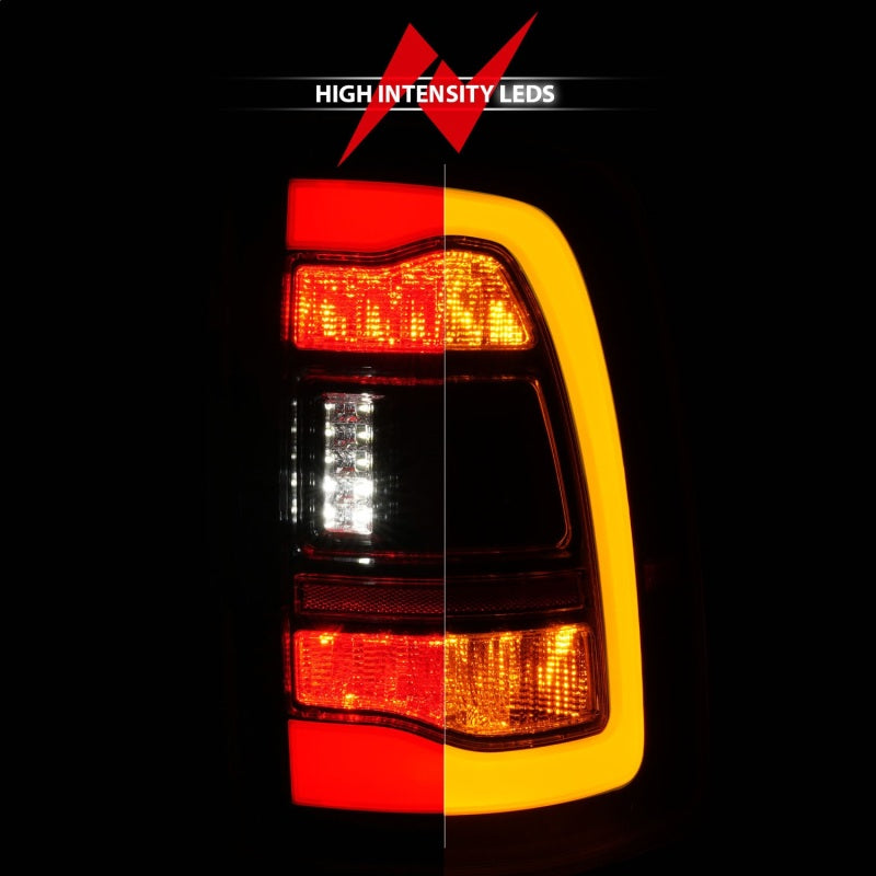 ANZO 09-18 Dodge Ram 1500 Luces traseras LED secuenciales negras con señal ámbar de retroceso