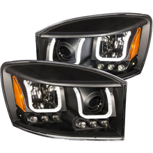 Cargar imagen en el visor de la galería, ANZO 2006-2008 Dodge Ram 1500 Faros delanteros proyectores con barra en U, color negro