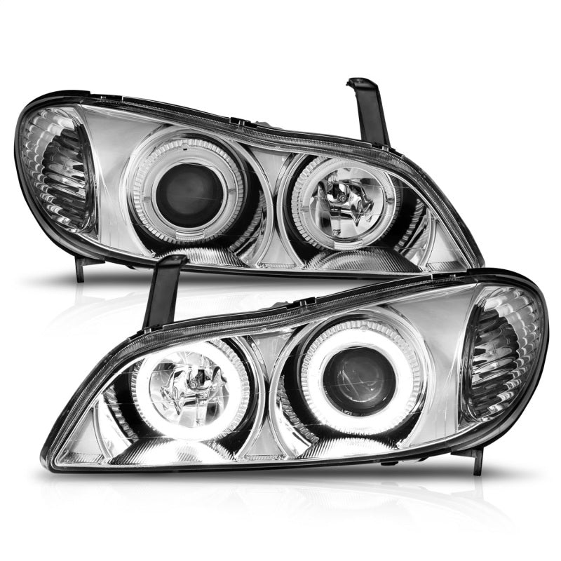 ANZO 2000-2004 Infiniti I30 Faros delanteros con proyector cromado Halo