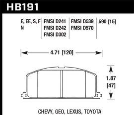 Hawk 86-88 Chevy Nova / 90-92 Geo Prizm GSI / 90-92 Prizm LSI / Toyota (Various) Race Front Brake Pa