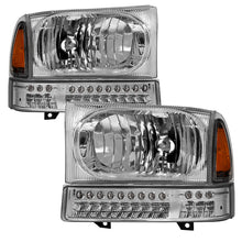 Cargar imagen en el visor de la galería, xTune Ford F250 F350 Superduty Excursion 99-04 OEM Style Headlights - Chrome HD-JH-FF25099-SET-LED-C