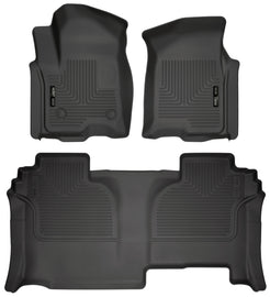 Husky Liners 19-23 GMC Sierra 1500 Double Cab Weatherbeater Revestimientos de piso para asiento delantero y segundo, color negro
